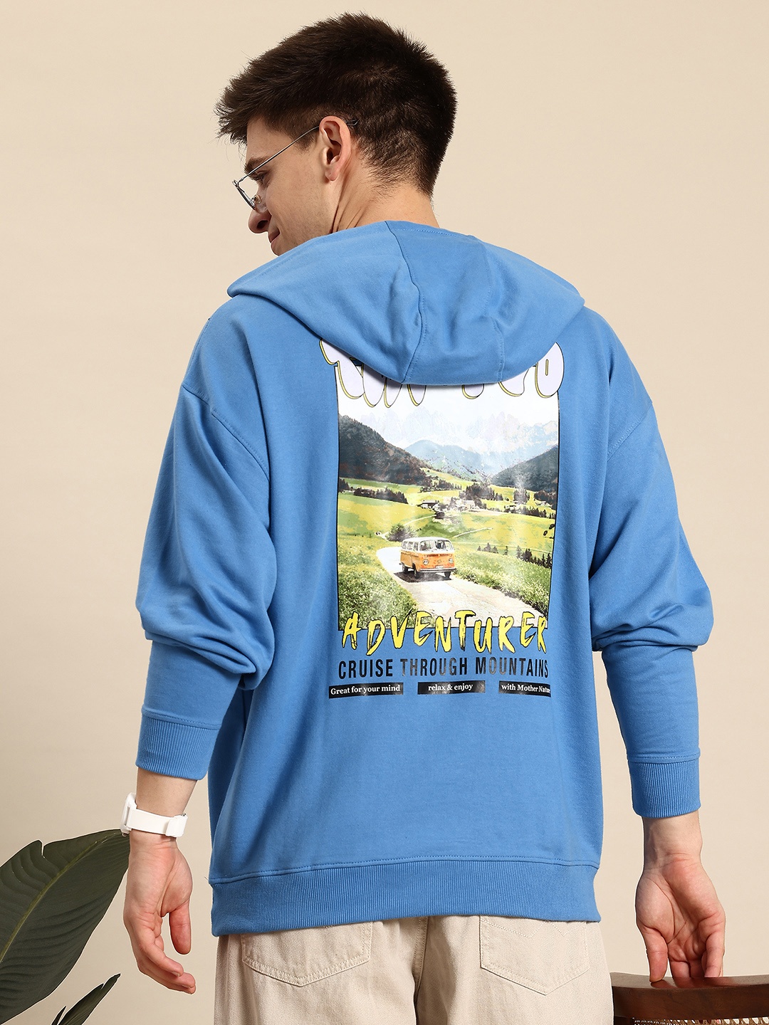 

Mast & Harbour Printed Hooded Sweatshirt, Blue
