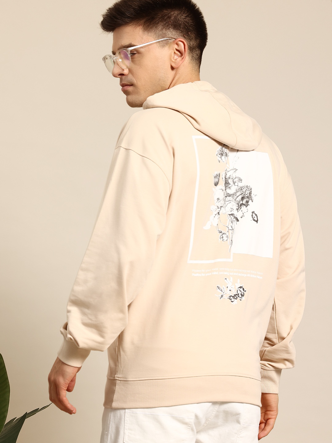 

Mast & Harbour Printed Hooded Sweatshirt, Cream