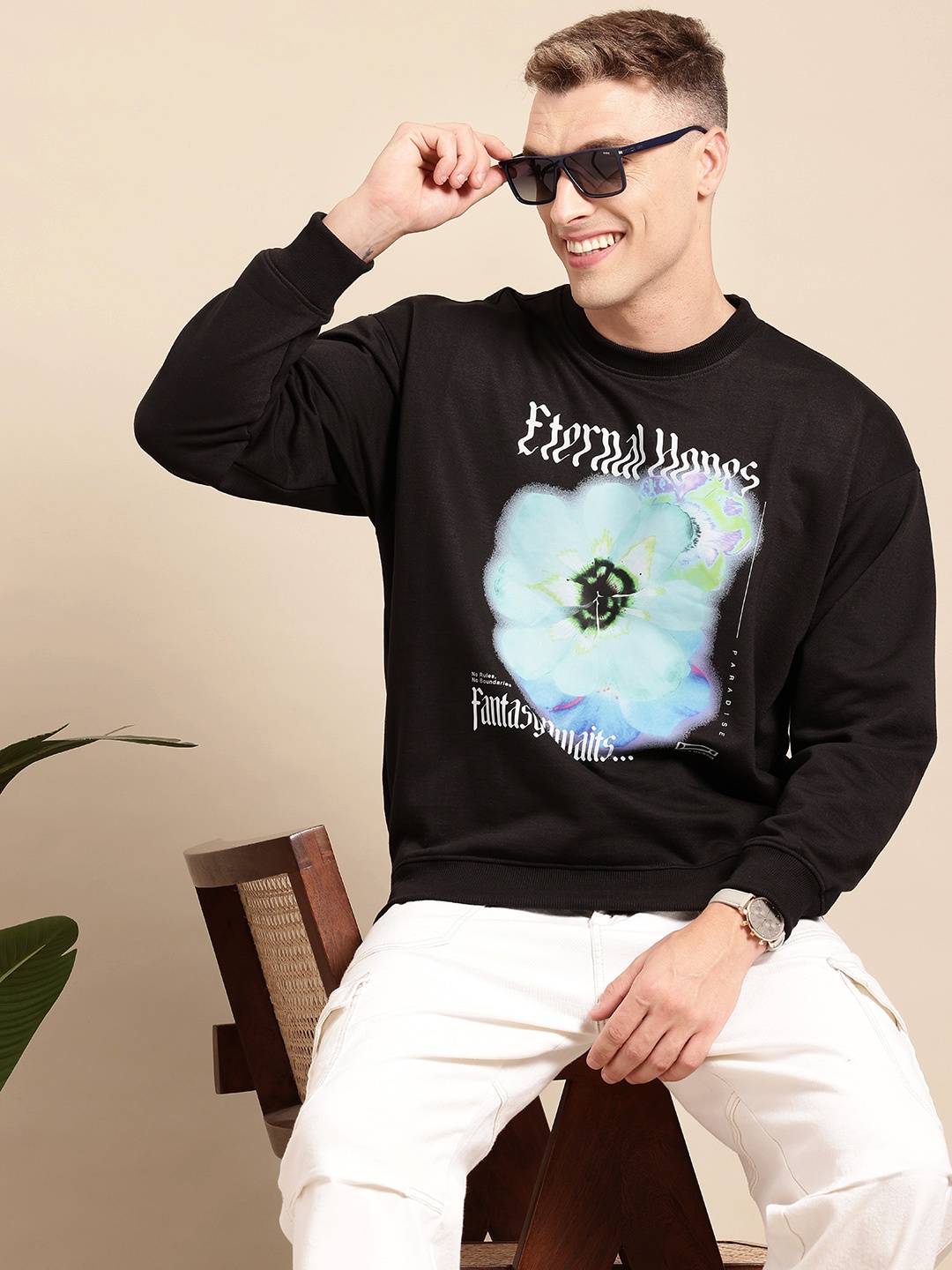 

Mast & Harbour Men Printed Sweatshirt, Black