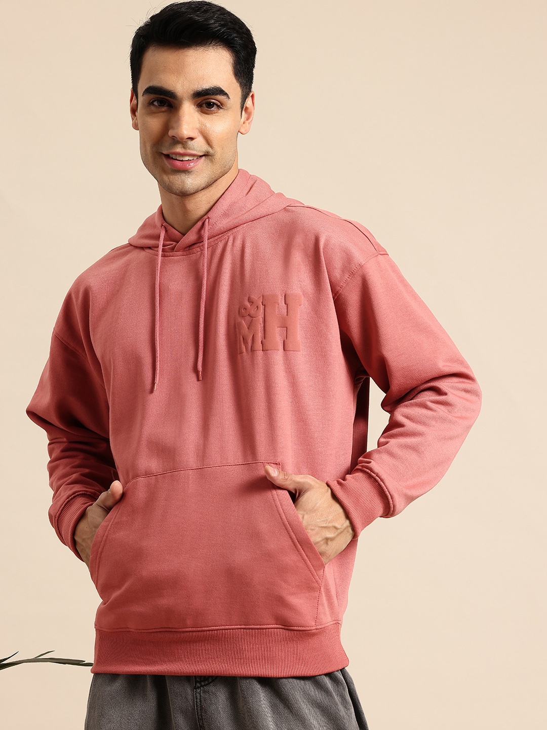 

Mast & Harbour Emboss Printed Hooded Sweatshirt, Rose