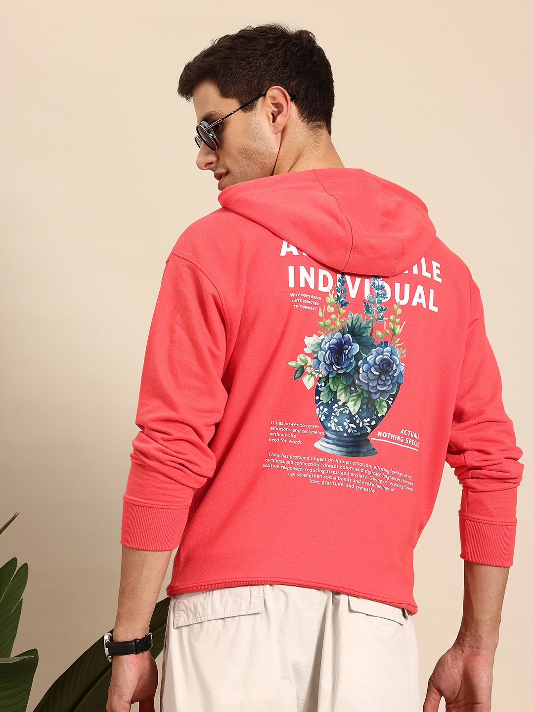 

Mast & Harbour Printed Hooded Sweatshirt, Coral