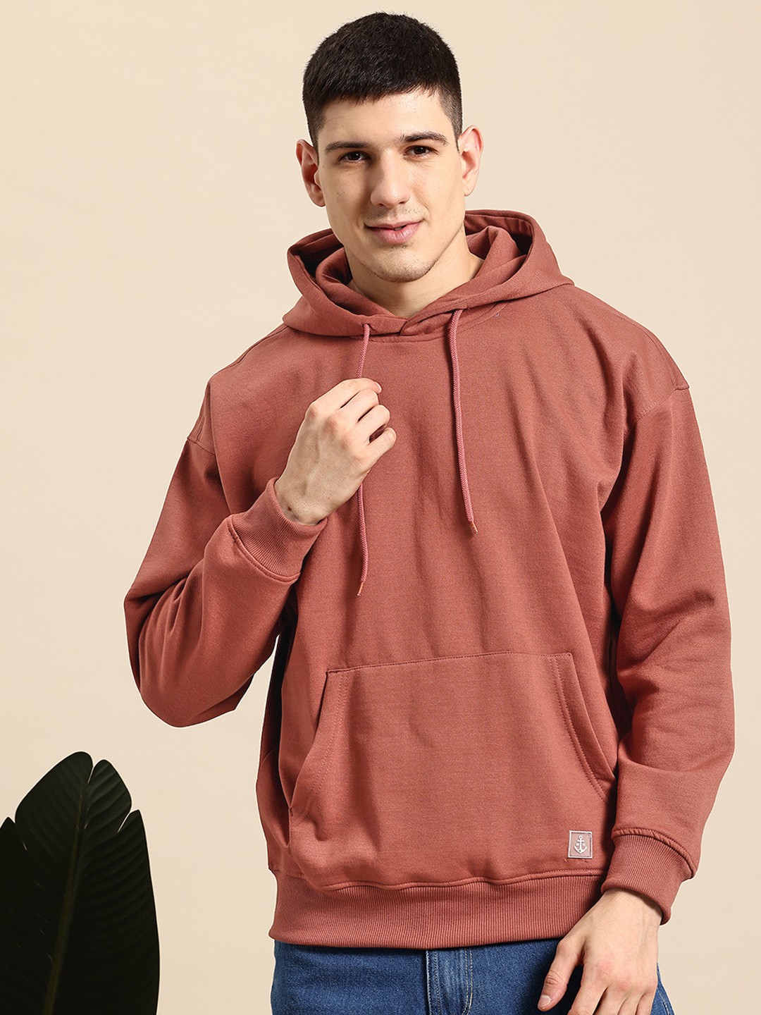 

Mast & Harbour Men Hooded Sweatshirt, Brown