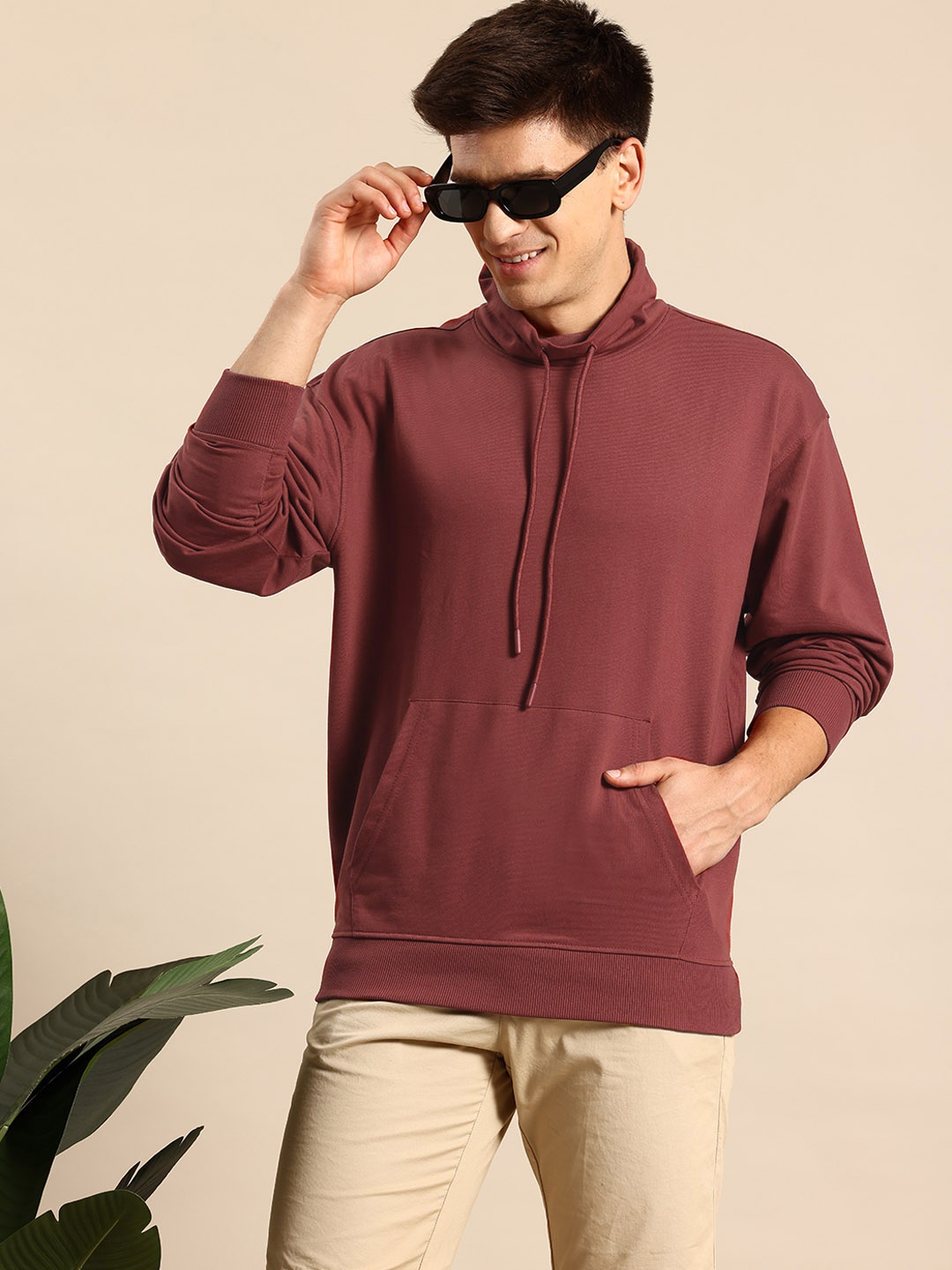 

Mast & Harbour Men Mock Neck Sweatshirt, Rust