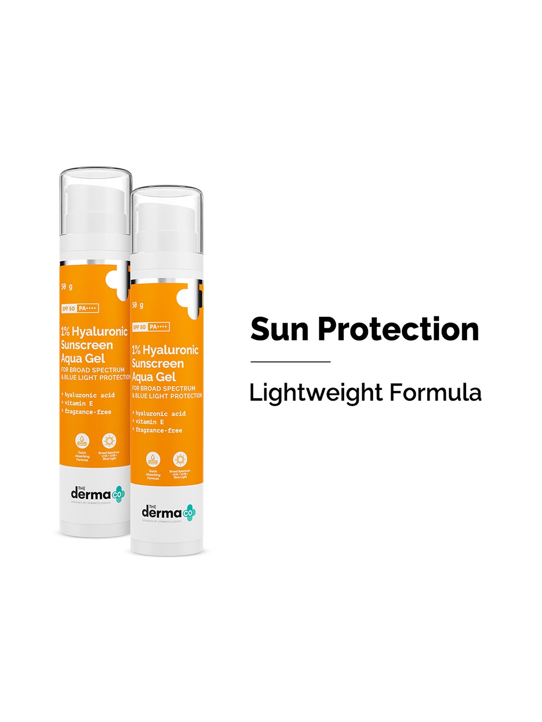 

The Derma co. Set of 2 1% Hyaluronic Sunscreen Aqua Ultra Light Gel - 50 g Each, Orange