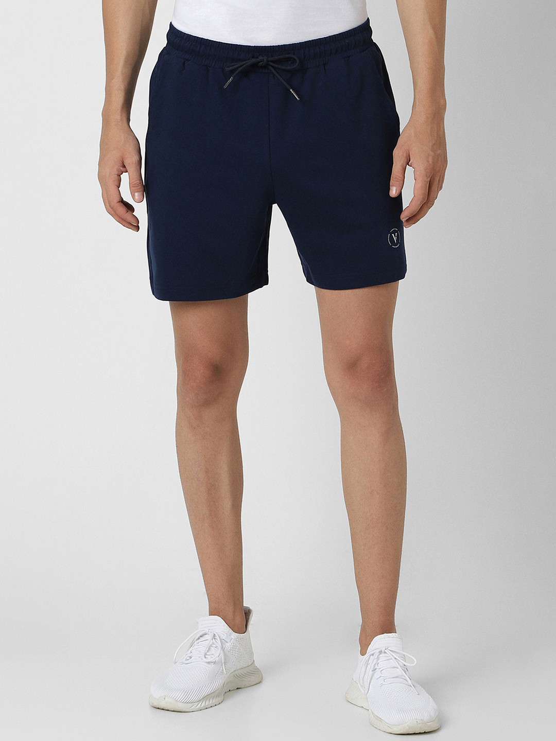 

Van Heusen Men Pure Cotton Mid-Rise Shorts, Navy blue