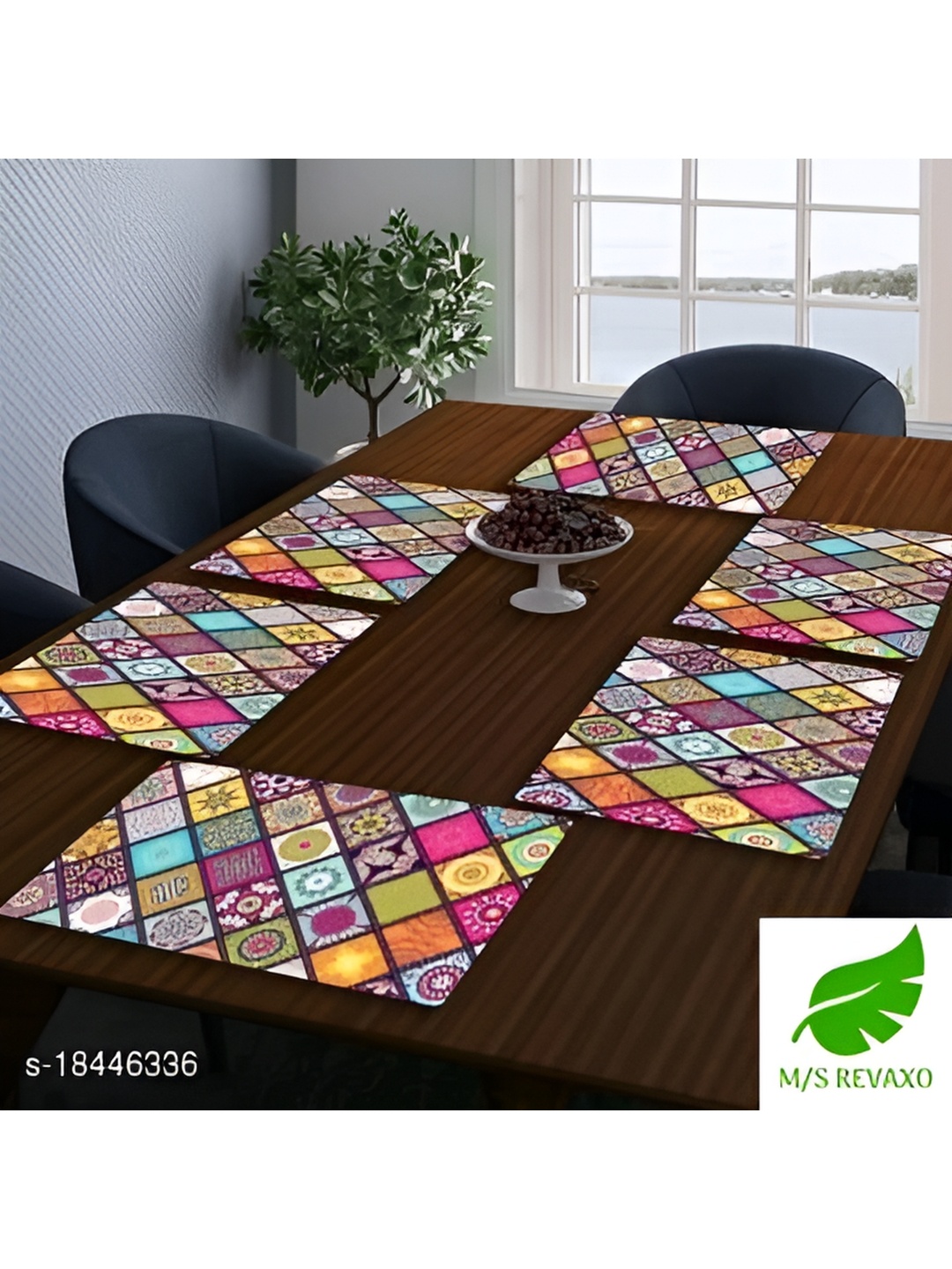 

REVEXO Brown & Pink 6 Pieces Floral Rectangular Table Placemats