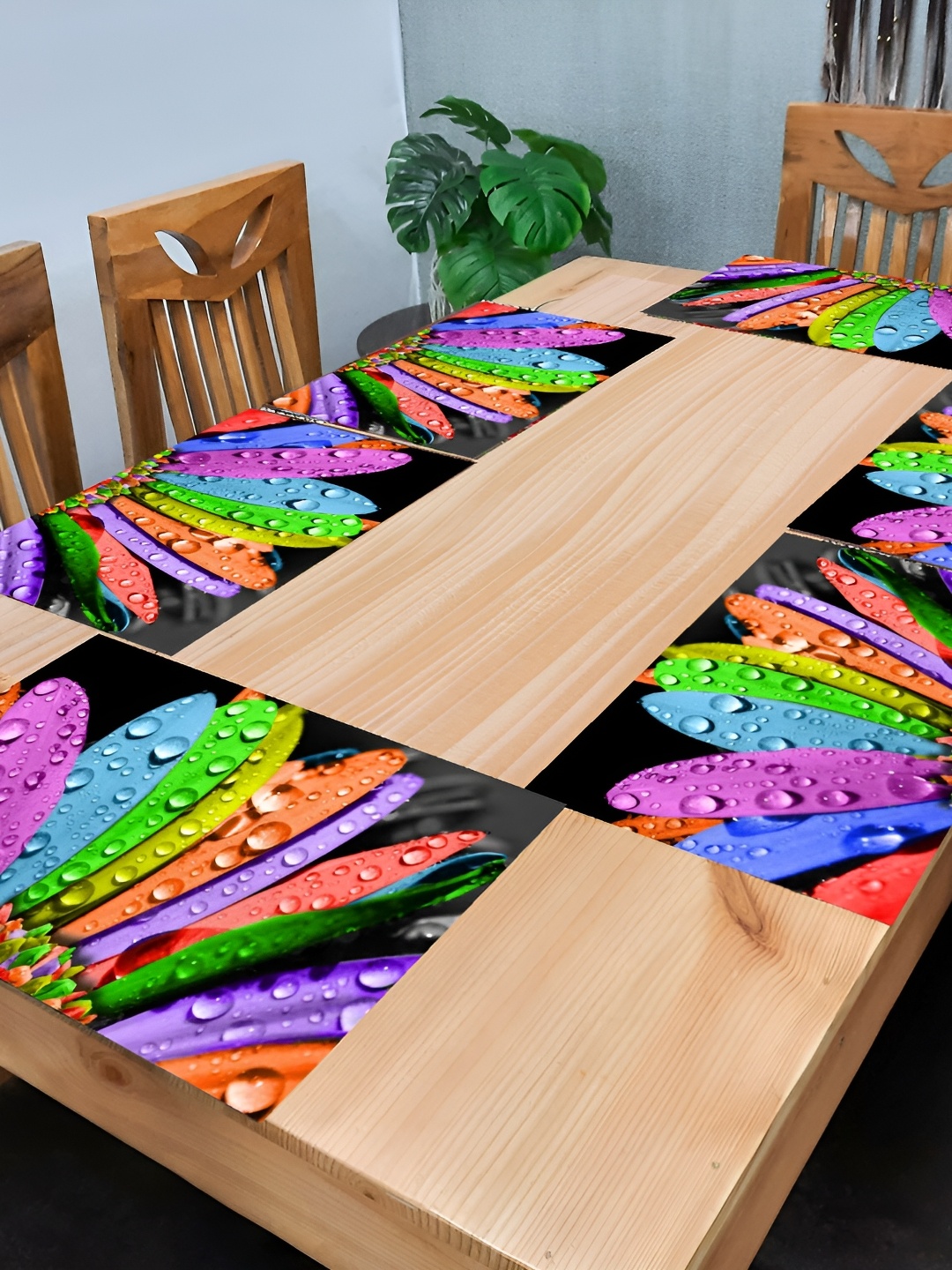 

REVEXO Purple & Green 6-pcs Printed Rectangular Table Placemats