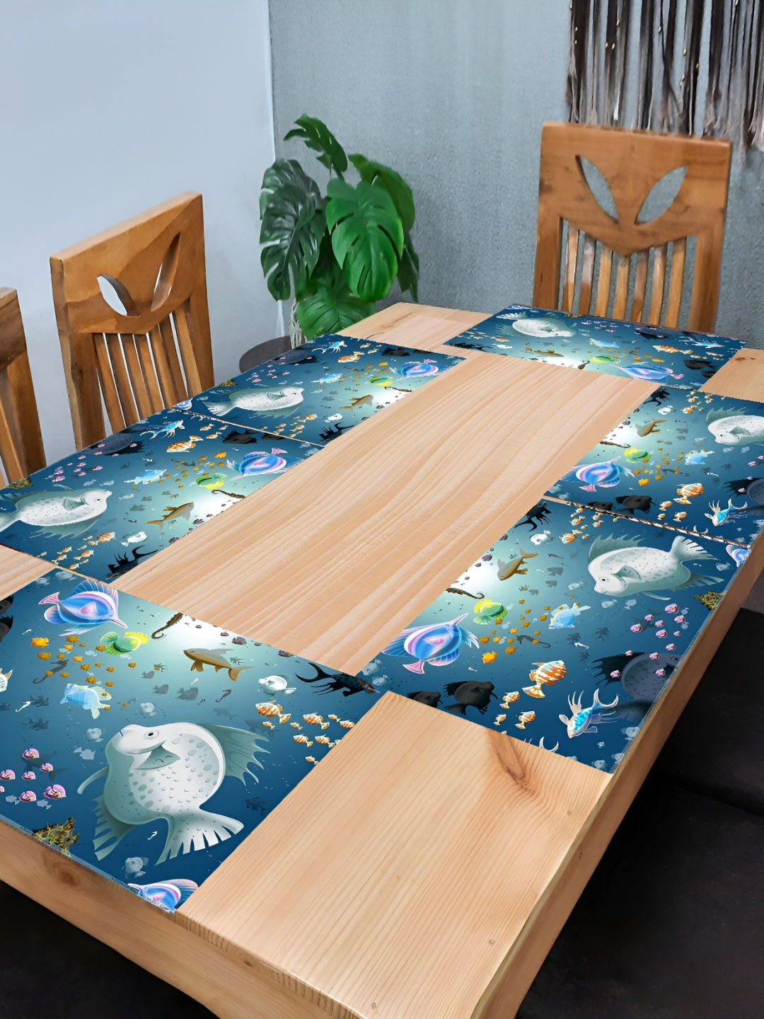 

REVEXO Blue 6 Pieces Printed Table Placemats