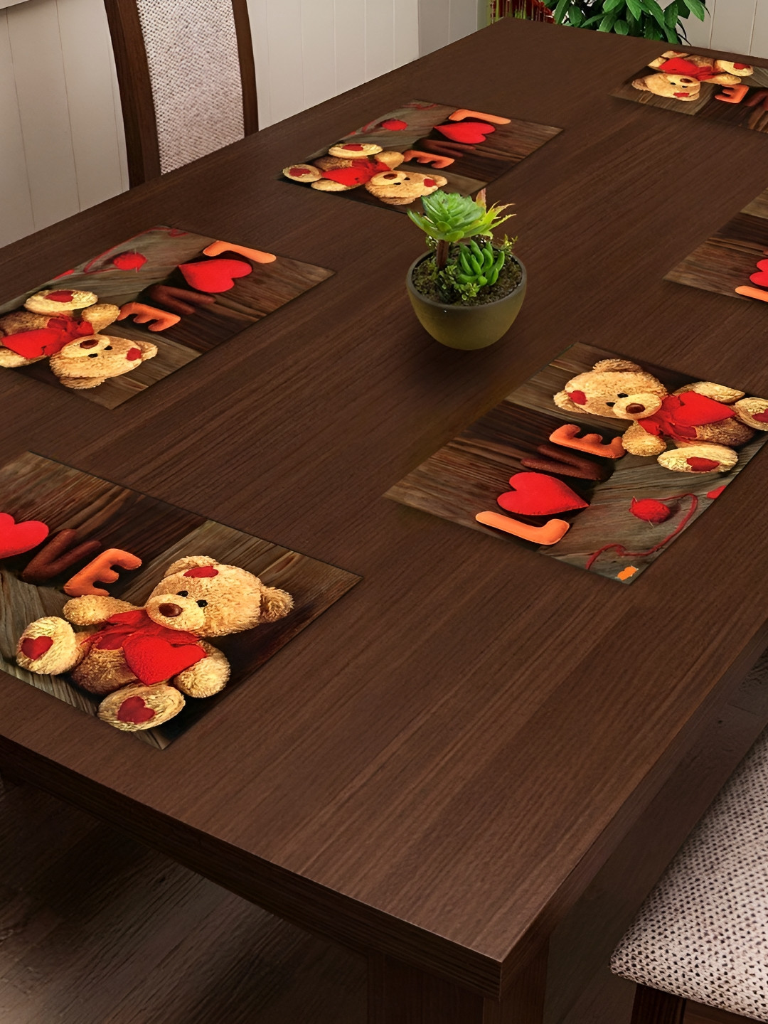 

REVEXO 6 Pieces Brown Printed Table Placemats