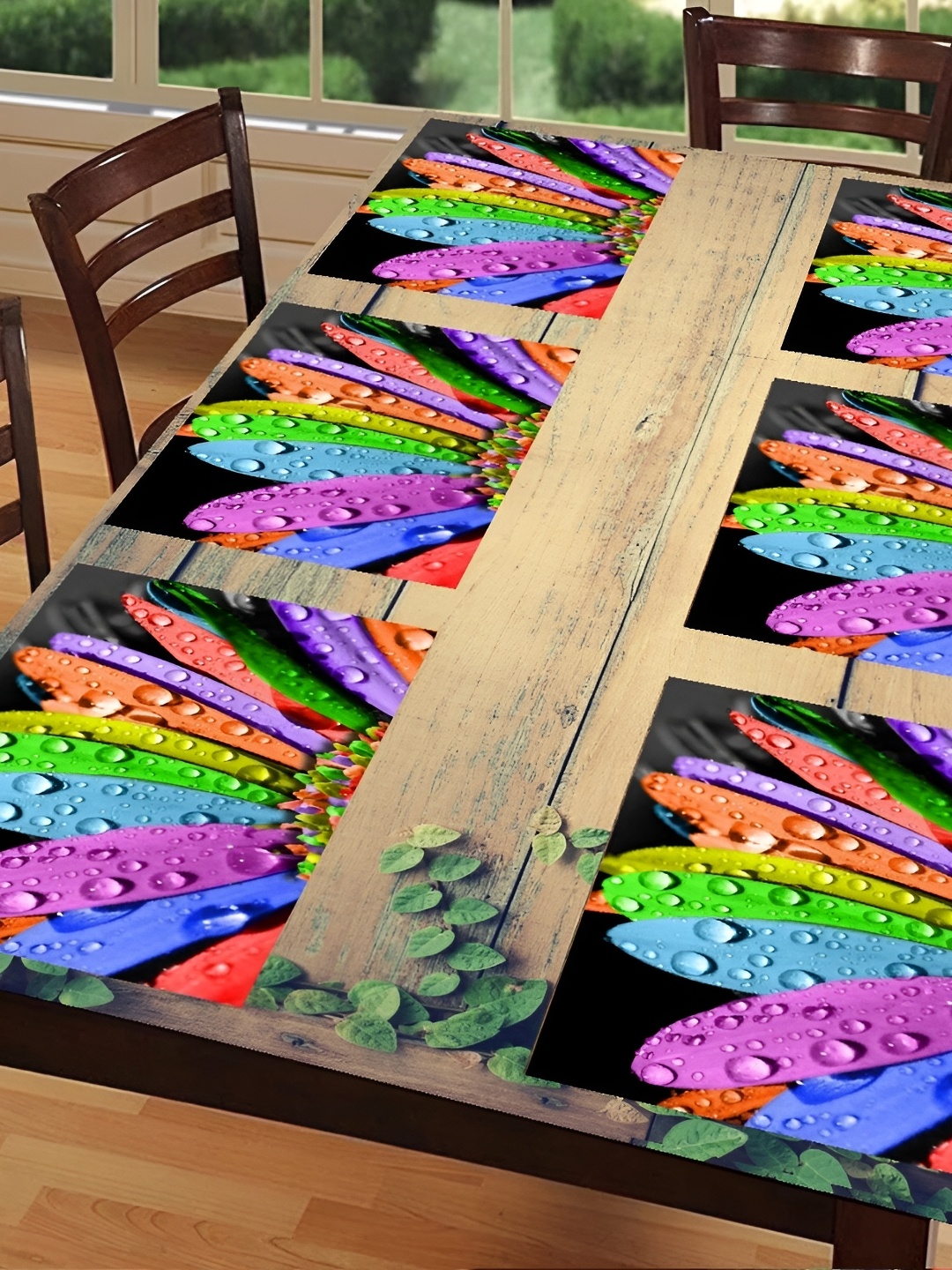 

REVEXO Blue & Green 6 Pieces Printed Rectangular Table Placemats
