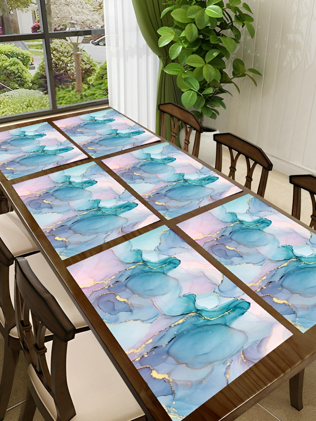 

REVEXO Blue 6 Pieces Printed Table Placemats