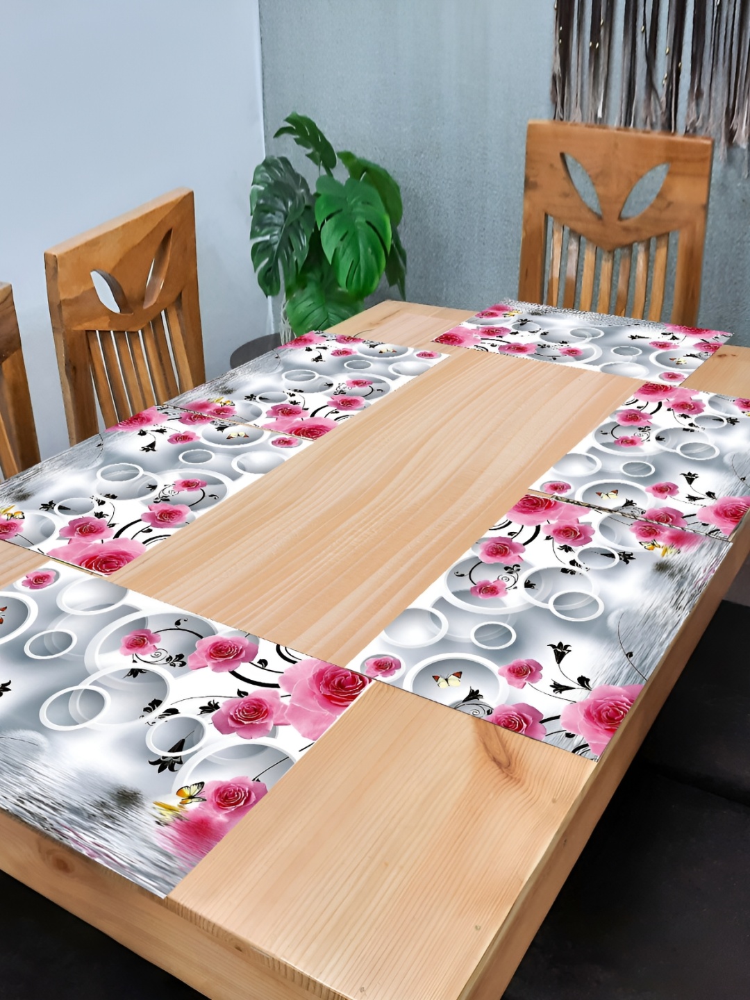 

REVEXO Pink 6 Pieces Printed Table Placemats