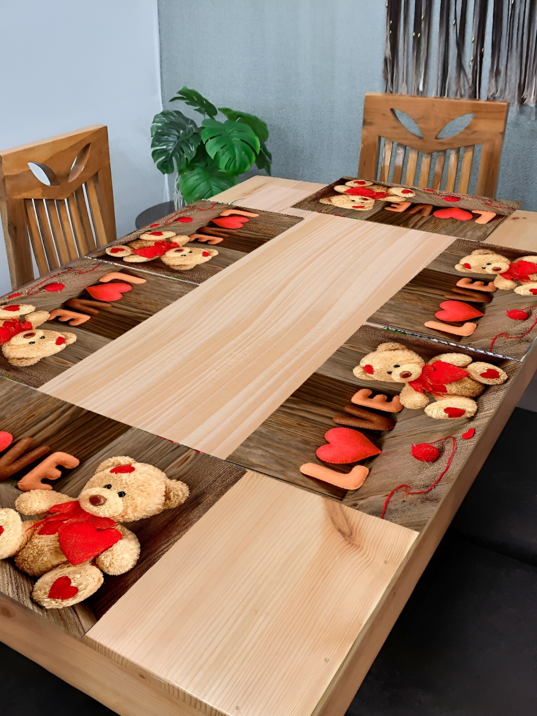 

REVEXO Red & Beige 6 Pieces Printed Table Placemats