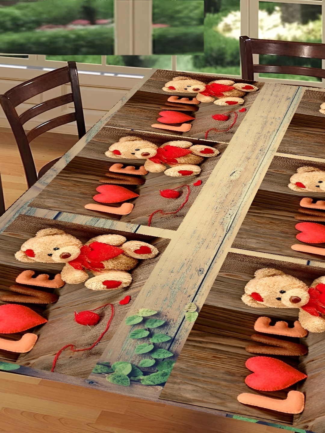 

REVEXO 6 Pieces Red & Beige Printed Table Placemats