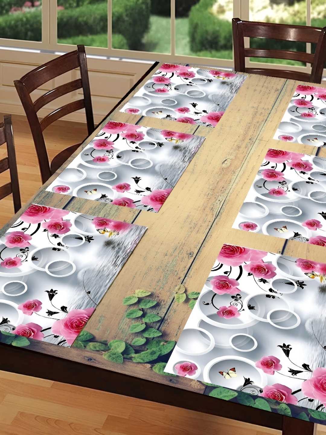 

REVEXO Pink 6 Pieces Printed Table Placemats