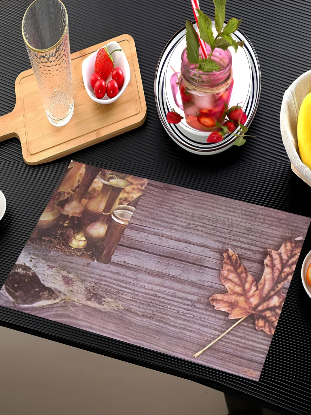 

REVEXO 6 Pcs Brown Printed Table Placemats