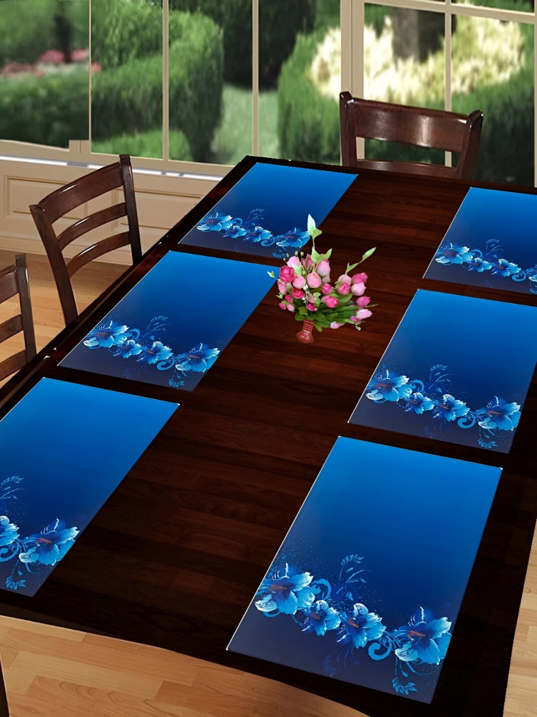 

REVEXO Blue 6 Pieces Printed Table Placemats