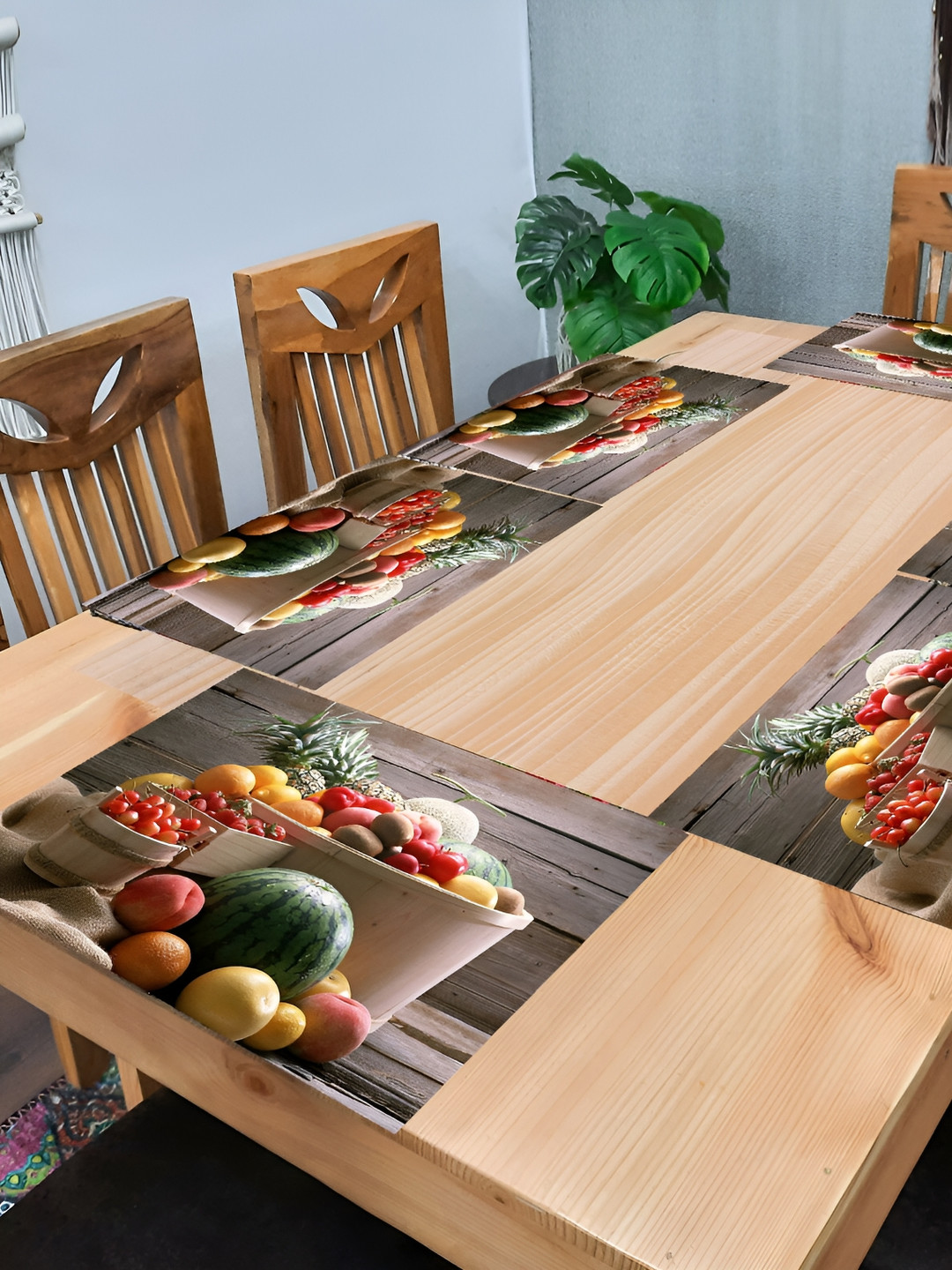 

REVEXO Grey & Beige 6 Pieces Printed Rectangular Table Placemats