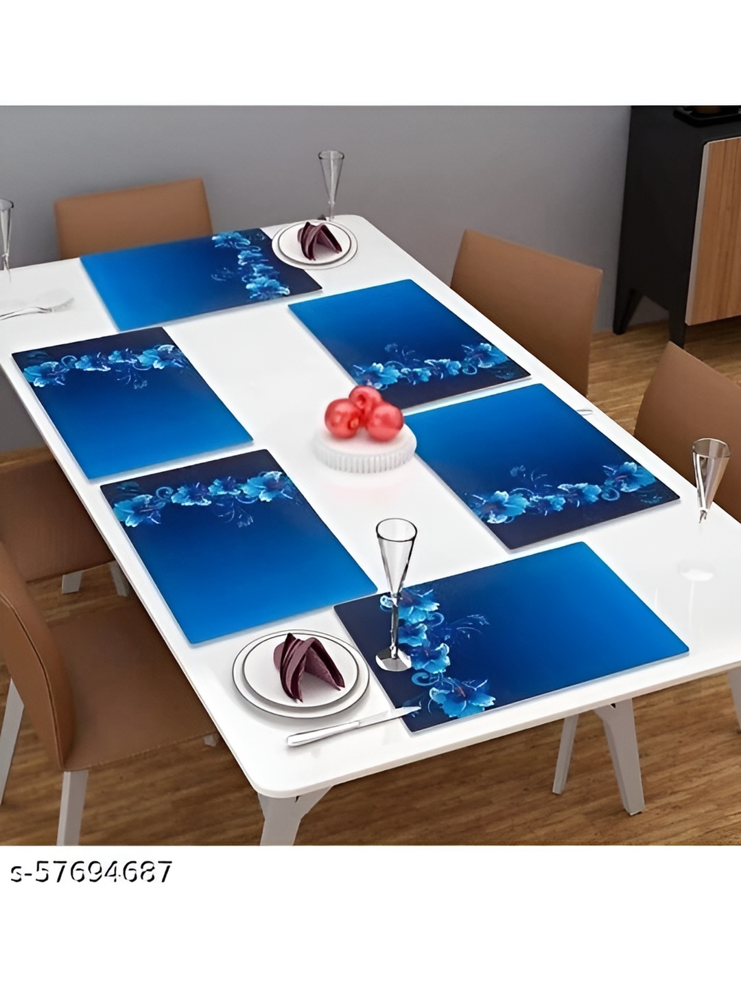 

REVEXO Blue 6 Pieces Printed Rectangular Table Placemats