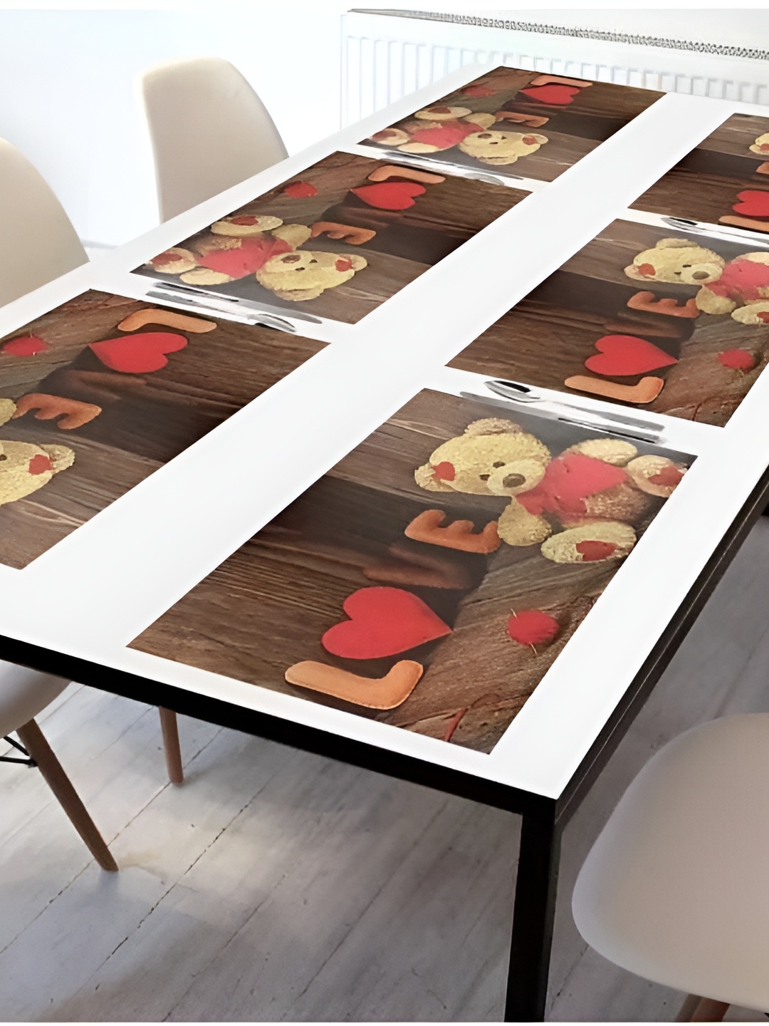 

REVEXO Brown & Red 6 Pieces Printed Rectangular Table Placemats