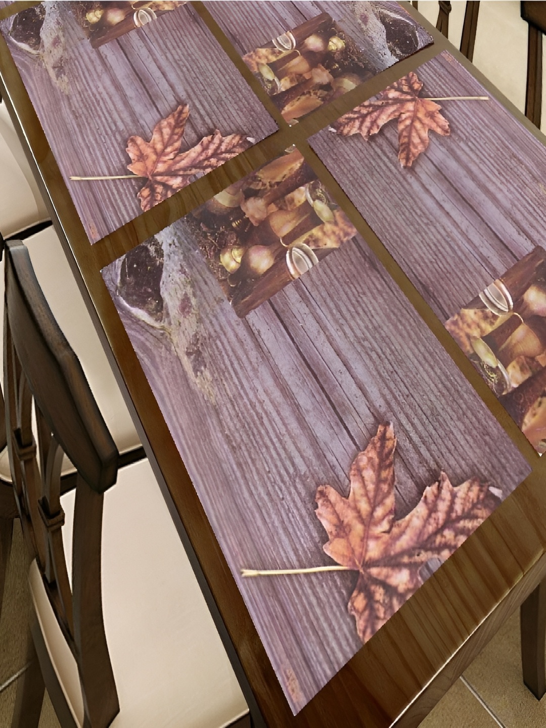

REVEXO Brown & Beige 3 Pieces Printed Heat Resistant Table Placemats