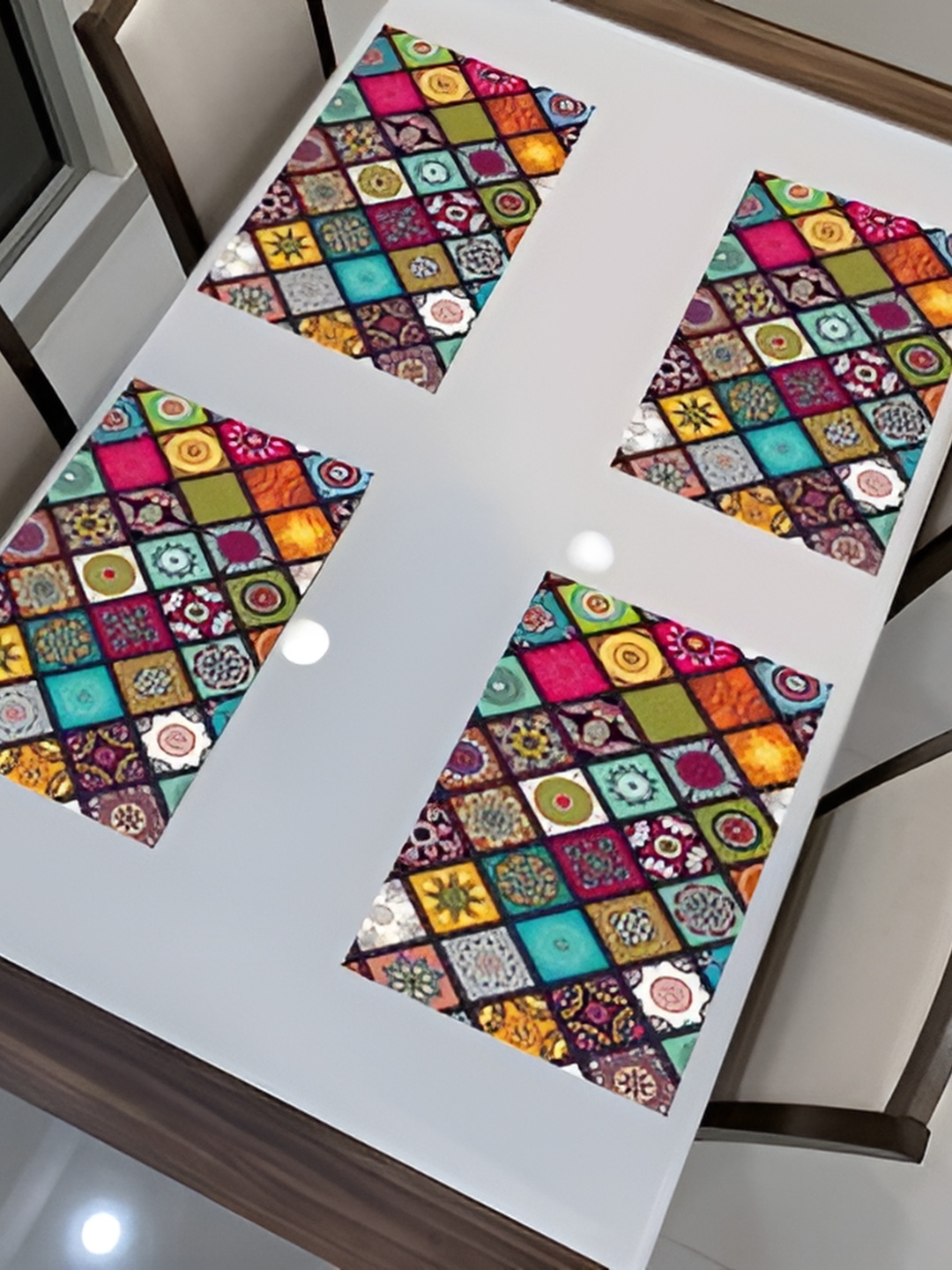 

REVEXO Blue & Pink 4 Pieces Printed Rectangular Table Placemats