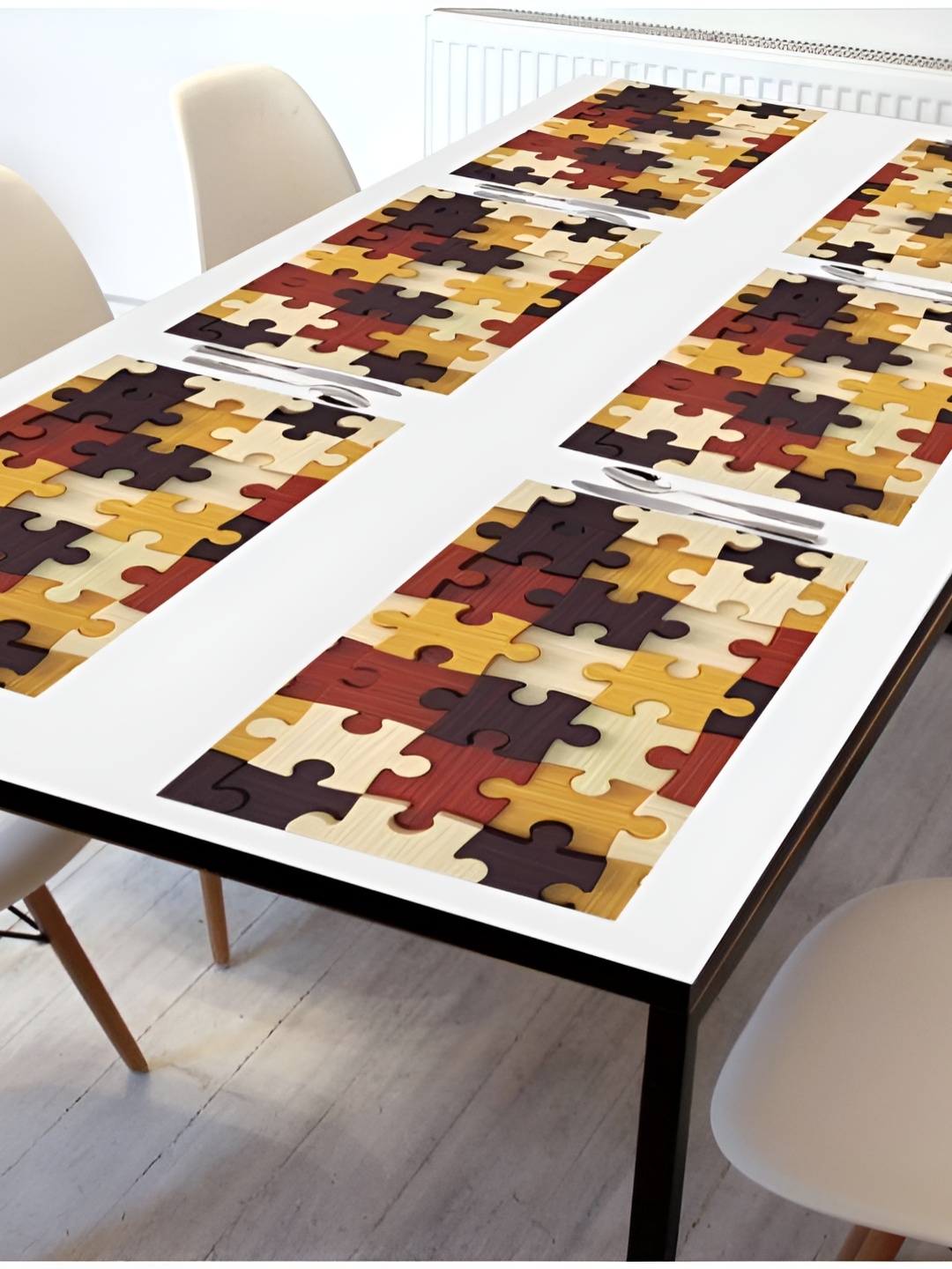 

REVEXO Yellow & Brown 6 Pieces Printed Table Placemats