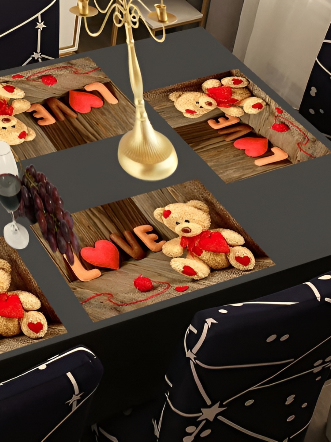 

REVEXO Brown & Red 6 Pieces Printed Rectangular Table Placemats