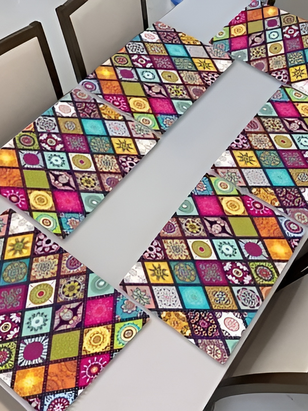

REVEXO Red & Blue 6 Pieces Printed Rectangular Table Placemats