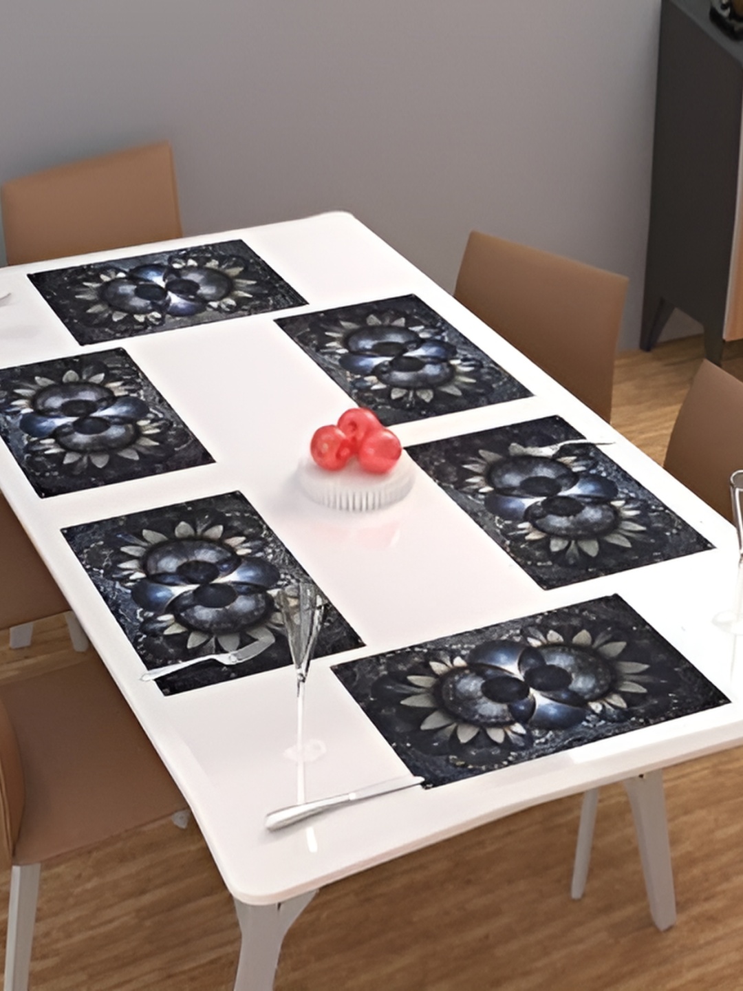 

REVEXO Black 6 Pieces Floral Printed Table Placemats