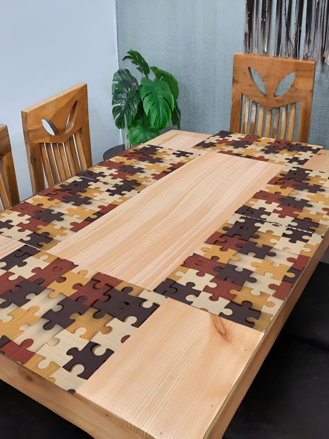 

REVEXO Beige & Brown 6 Pieces Printed Anti-Slip Table Placemats