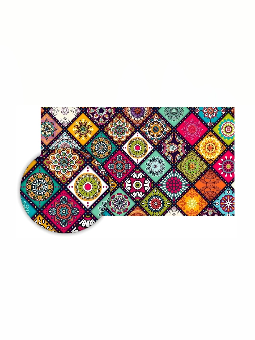 

REVEXO Green & Pink 6 Pieces Printed Anti-Slip Rectangular Table Placemats