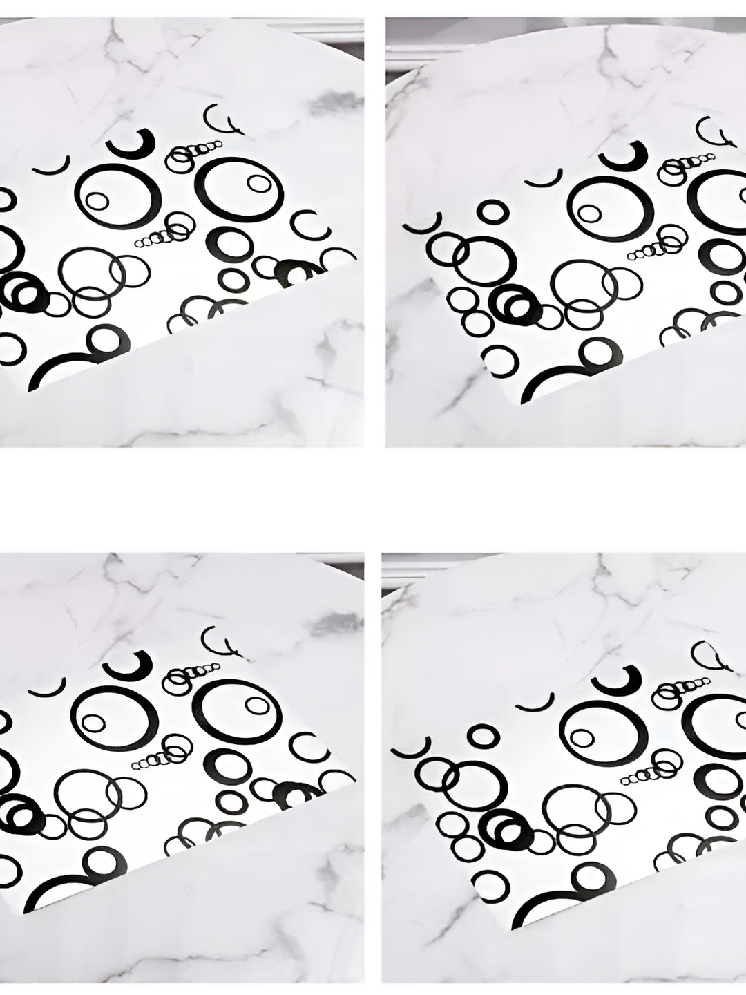

REVEXO White & Black 4 Pieces Floral Printed Anti-Slip Table Placemats