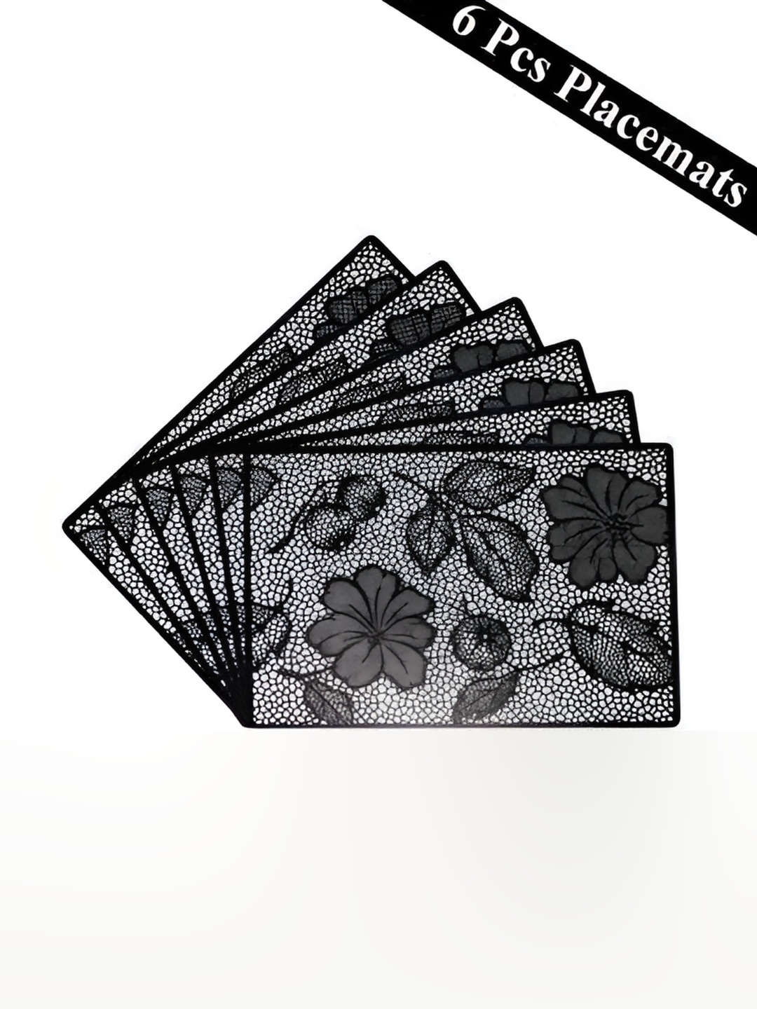 

REVEXO Black & White 6 Pieces Printed Anti-Slip Table Placemats