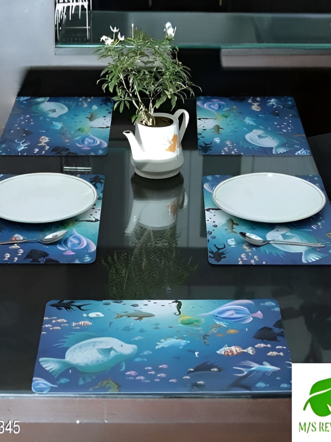 

REVEXO Blue 6 Pieces Printed Anti-Slip Table Placemats