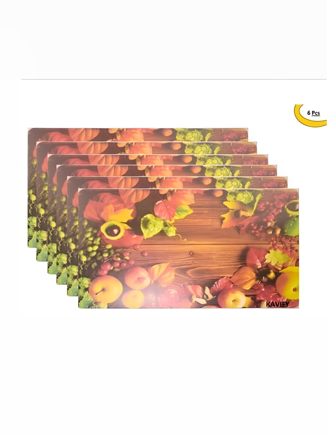 

REVEXO Brown & Yellow 6 Pieces Printed Rectangular Table Placemats
