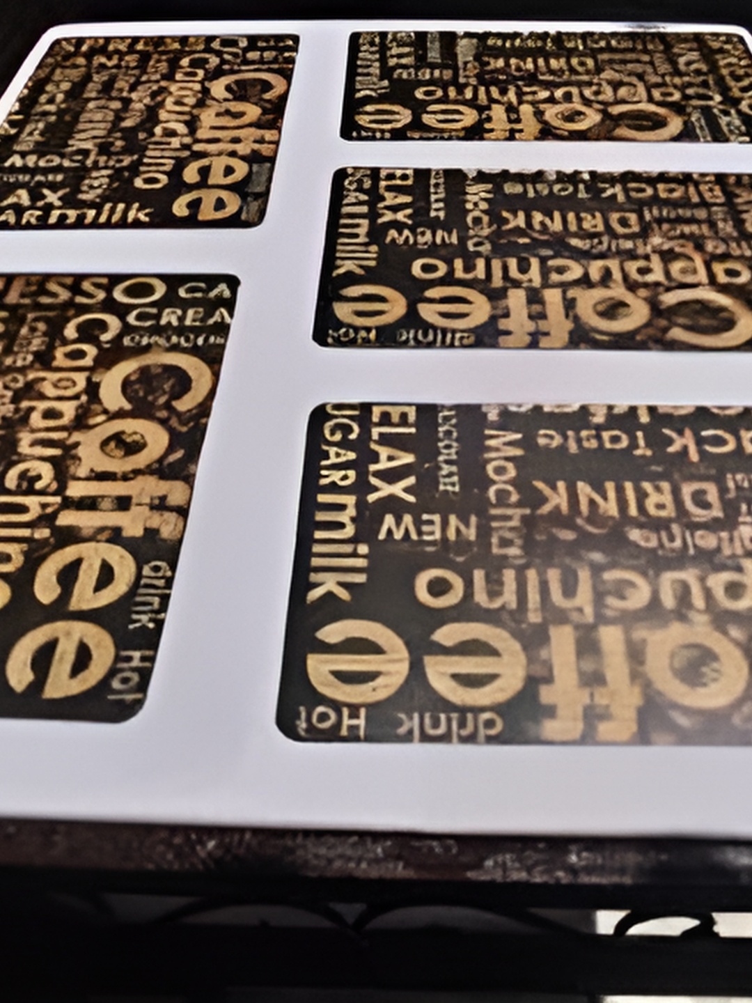 

REVEXO Coffee Brown & Beige 6 Pieces Typography Printed Rectangular Table Placemats