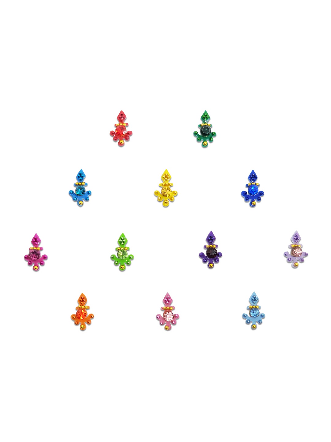

Comet Busters Embellished Traditional Designer Bindi 12 Pcs, Multi