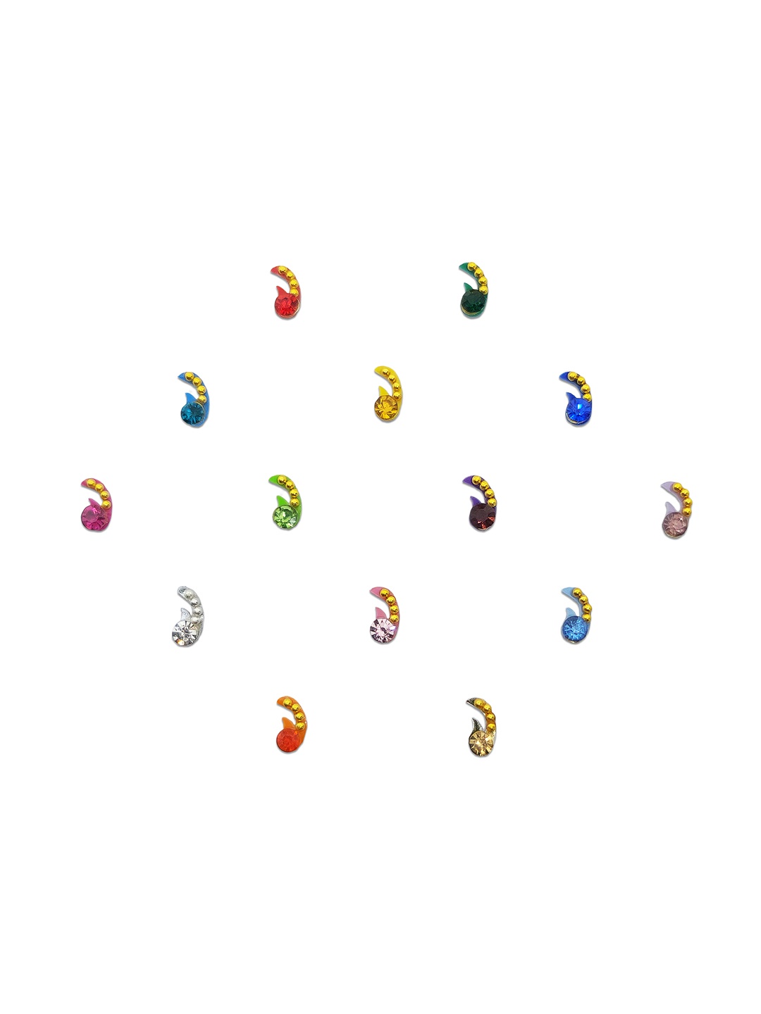 

Comet Busters Stones-Studded Embellished Bindis 14 Pcs, Red