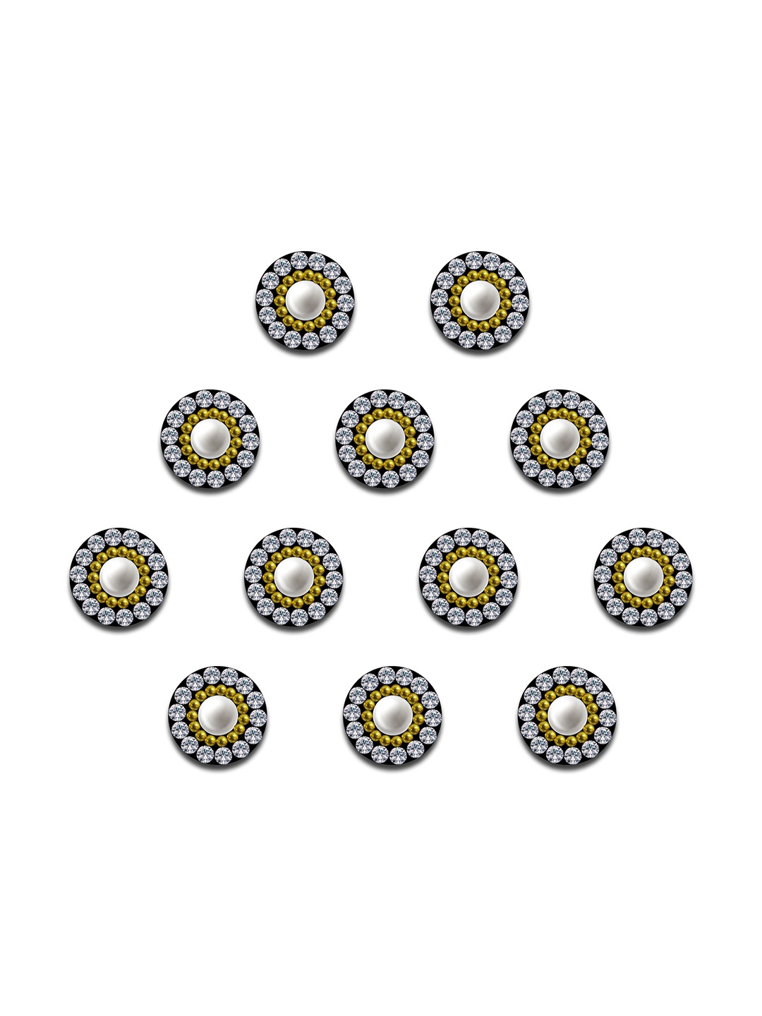 

Comet Busters Stone-Studded & Pearl-Beaded Embellished Bindi 12 Pcs, Silver