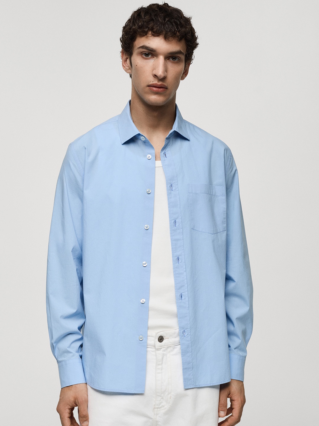 

MANGO MAN Pure Cotton Casual Shirt, Blue