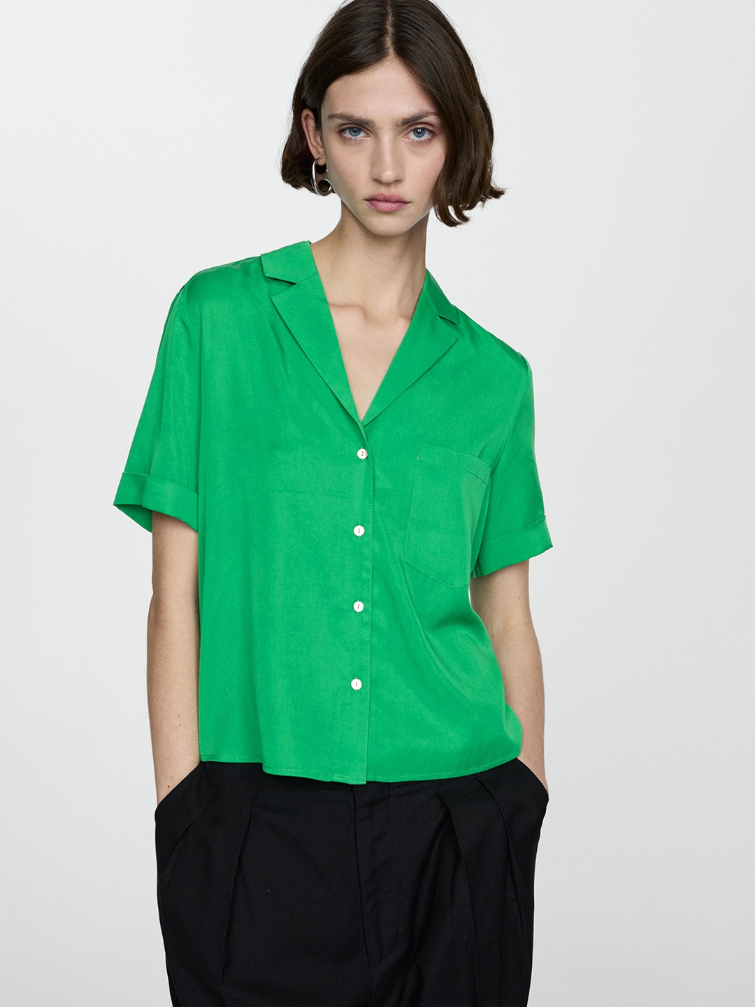 

MANGO Opaque Casual Shirt, Green