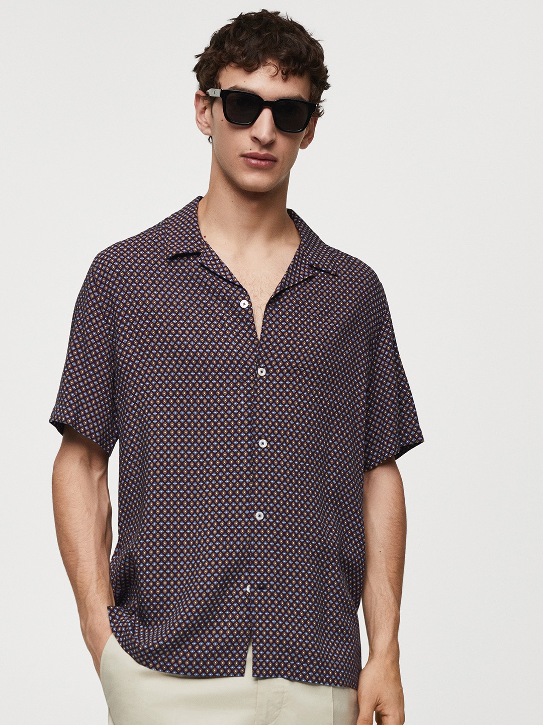 

MANGO MAN Micro Ditsy Print Casual Shirt, Burgundy