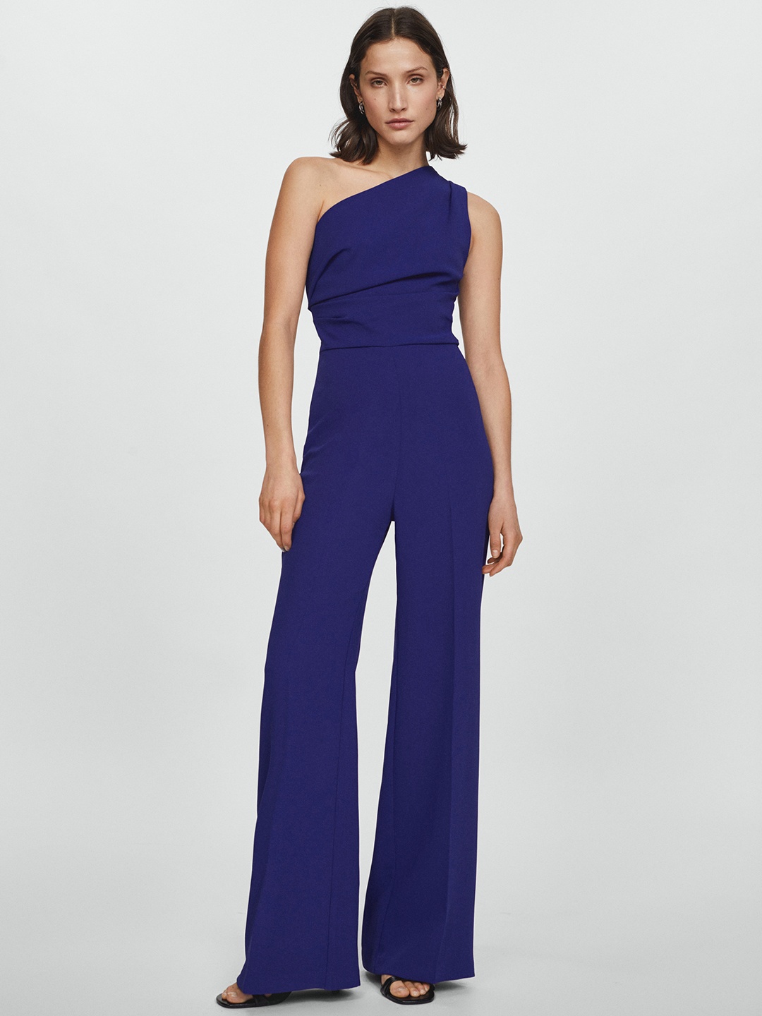 

MANGO One Shoulder Basic Jumpsuit, Navy blue