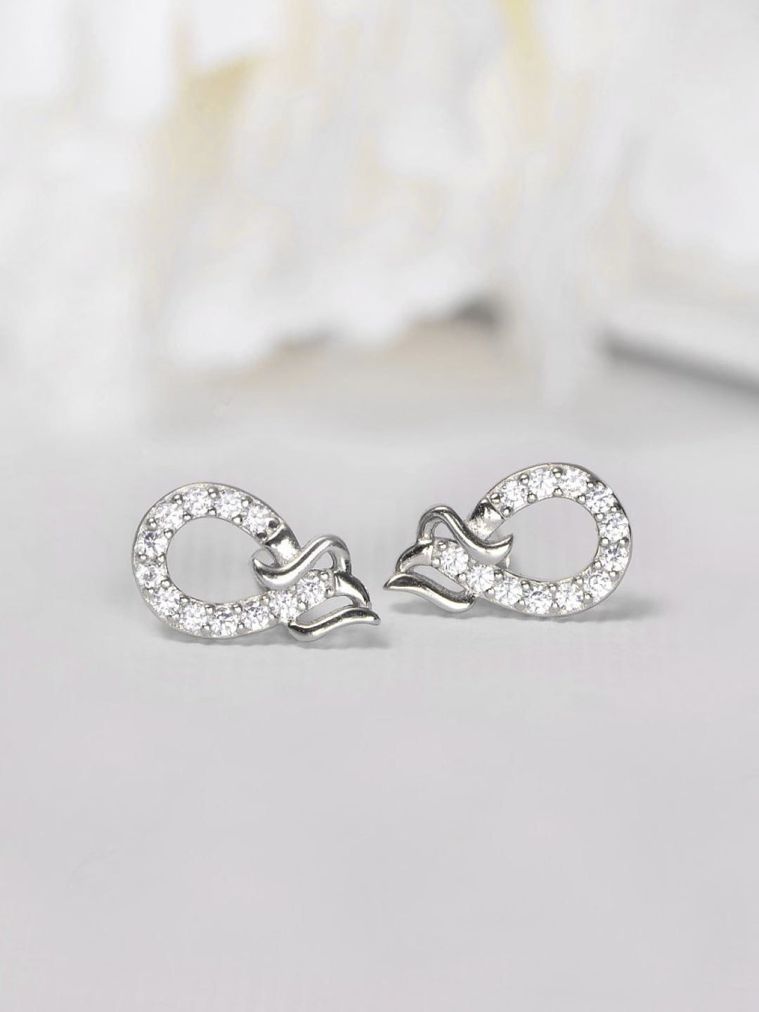 

Zavya 925 Sterling Silver Rhodium-Plated Cubic Zirconia Studded Studs Earrings