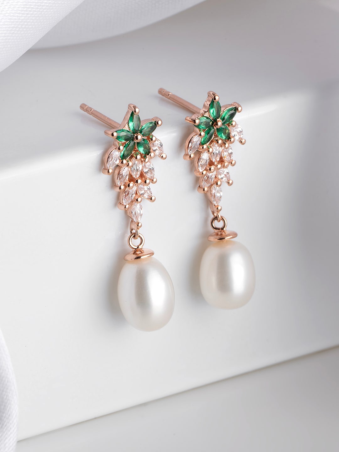 

Zavya 925 Sterling Silver Rose Gold-Plated Drop Earrings