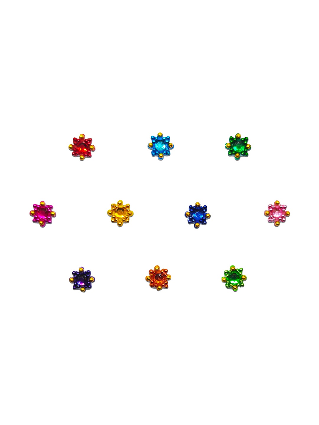 

Comet Busters Embellished Traditional Designer Bindi 10 Pcs, Multi