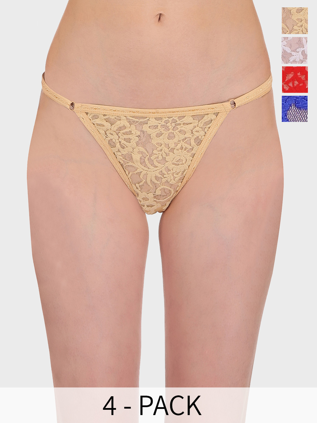 

SELFCARE Pack Of 4 Low-Rise Self Design Bikini Brief, Blue