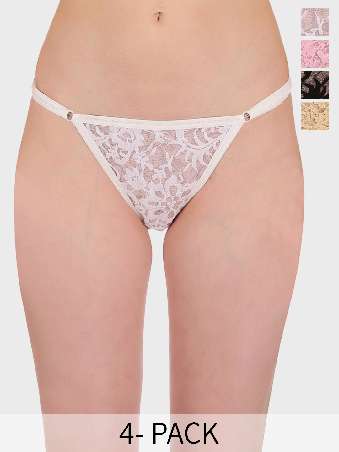

SELFCARE Pack of 4 Self Design Low-Rise Bikini Briefs SN2492, White