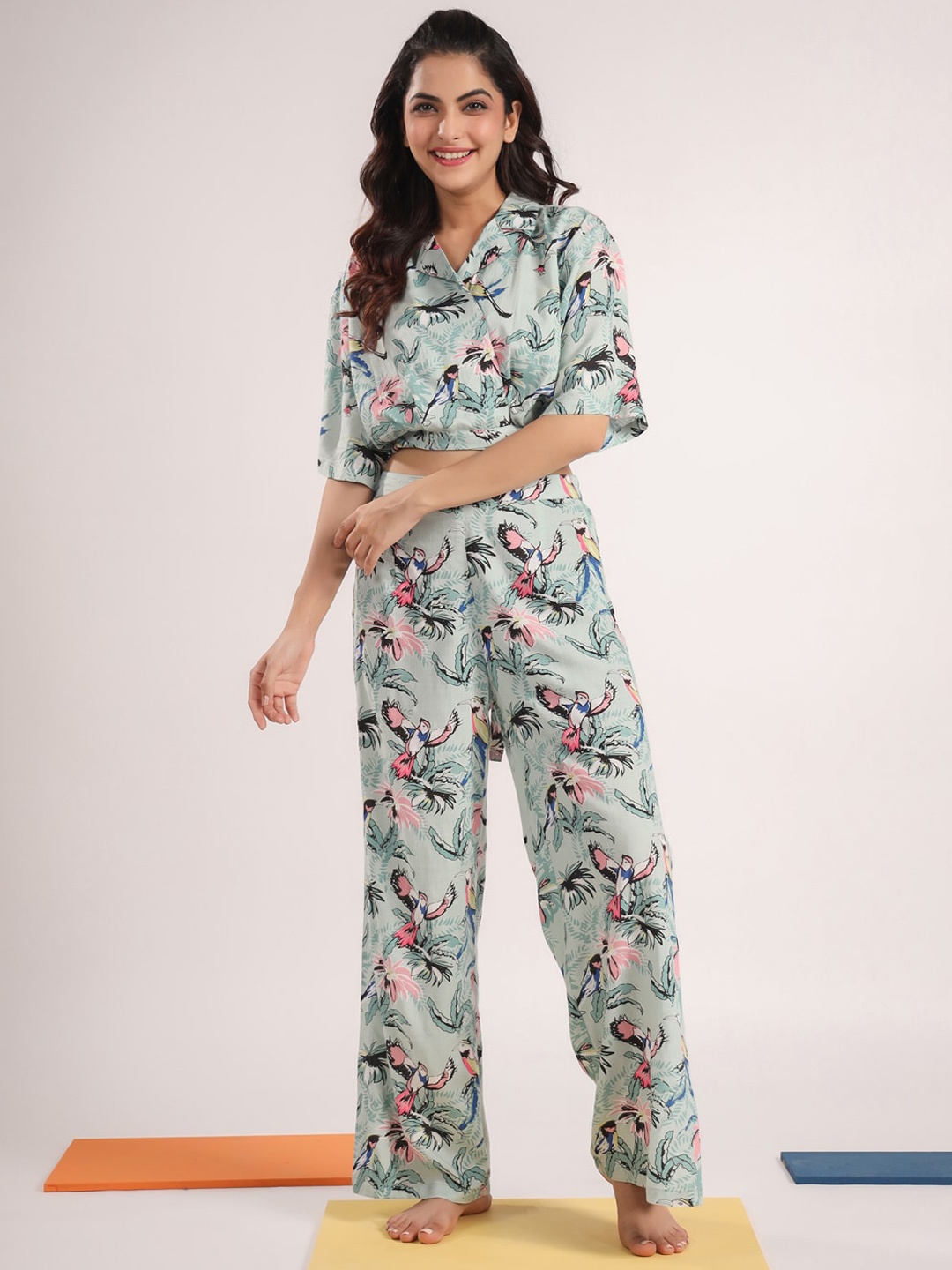 

SANSKRUTIHOMES Printed Night Suit, Blue